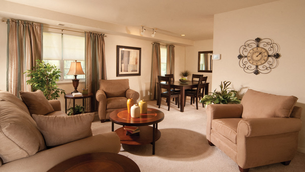 1 bedroom living area resized at Kings Mill Apartments and Townhomes, Essex, MD